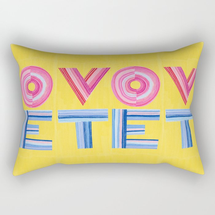 Vote Hand Lettering on Yellow Watercolor Background Rectangular Pillow Gallery Image 2