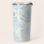 Winter & Woodsy Pine Trees in White & Blue Travel Mug Gallery Image 2