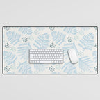 Winter & Woodsy Pine Trees in White & Blue Desk Mat Gallery Image 1