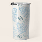 Winter & Woodsy Pine Trees in White & Blue Travel Mug Gallery Image 3