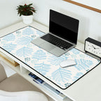 Winter & Woodsy Pine Trees in White & Blue Desk Mat Gallery Image 2