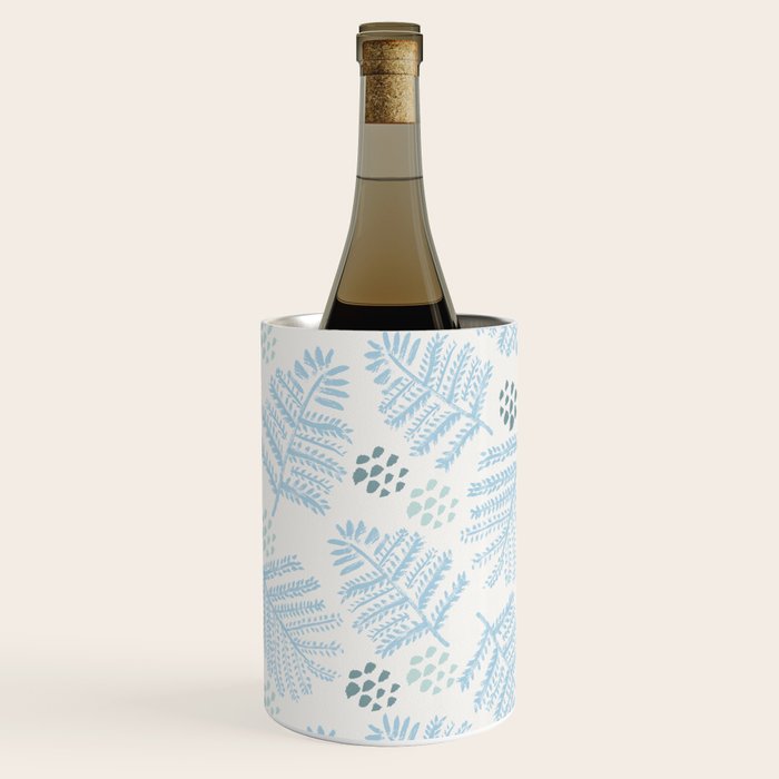 Winter & Woodsy Pine Trees in White & Blue Wine Chiller Gallery Image 1