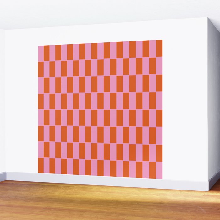 Rectangles in Pink and Red Wall Mural Gallery Image 2