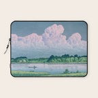Kawase Hasui, Clouds Over Teganuma Lake - Vintage Japanese Woodblock Print Laptop Sleeve Gallery Image 1