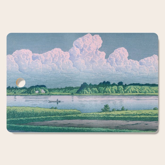 Kawase Hasui, Clouds Over Teganuma Lake - Vintage Japanese Woodblock Print Cutting Board Gallery Image 1