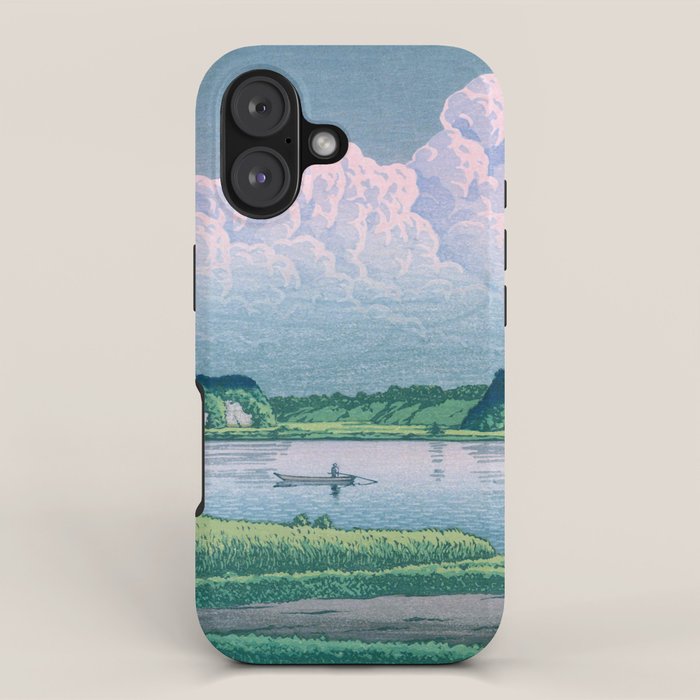 Kawase Hasui, Clouds Over Teganuma Lake - Vintage Japanese Woodblock Print iPhone Case Gallery Image 1