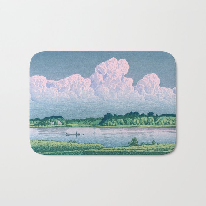 Kawase Hasui, Clouds Over Teganuma Lake - Vintage Japanese Woodblock Print Bath Mat Gallery Image 1