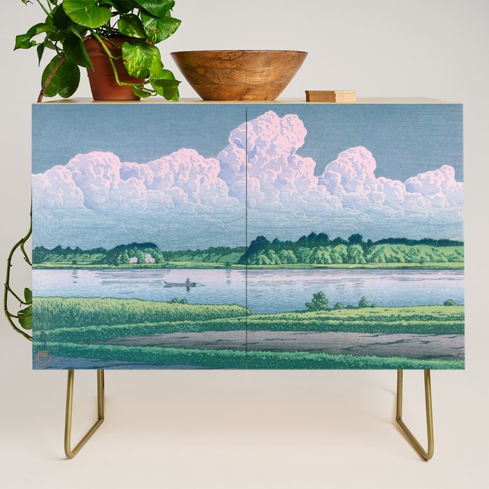 Kawase Hasui, Clouds Over Teganuma Lake - Vintage Japanese Woodblock Print Credenza Gallery Image 1
