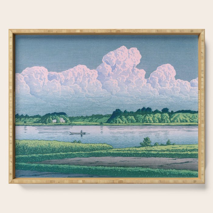 Kawase Hasui, Clouds Over Teganuma Lake - Vintage Japanese Woodblock Print Serving Tray Gallery Image 1