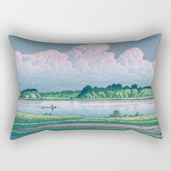 Kawase Hasui, Clouds Over Teganuma Lake - Vintage Japanese Woodblock Print Rectangular Pillow Gallery Image 2
