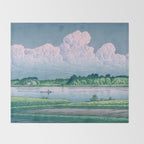 Kawase Hasui, Clouds Over Teganuma Lake - Vintage Japanese Woodblock Print Throw Blanket Gallery Image 2