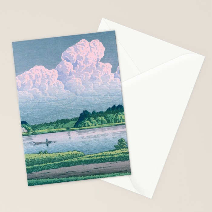 Kawase Hasui, Clouds Over Teganuma Lake - Vintage Japanese Woodblock Print Stationery Card Gallery Image 2