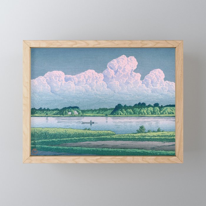 Kawase Hasui, Clouds Over Teganuma Lake - Vintage Japanese Woodblock Print Mini Art Print Gallery Image 1