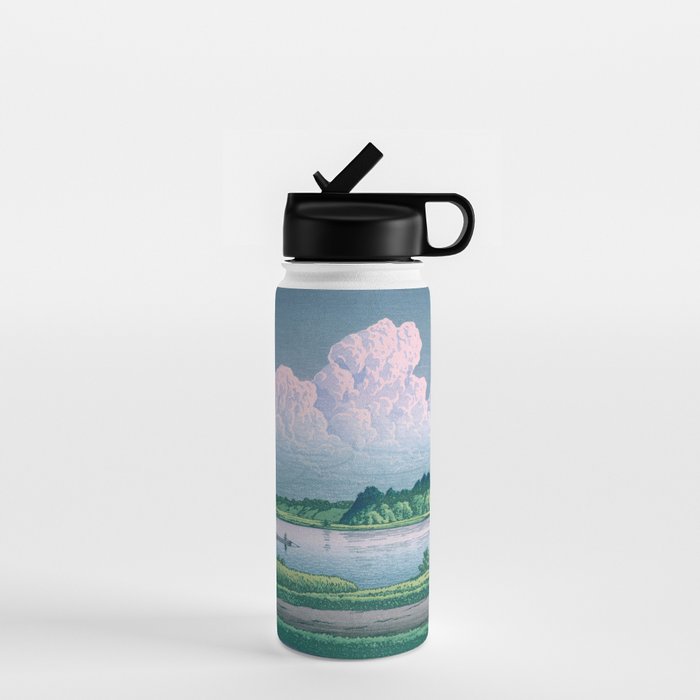 Kawase Hasui, Clouds Over Teganuma Lake - Vintage Japanese Woodblock Print Water Bottle Gallery Image 1