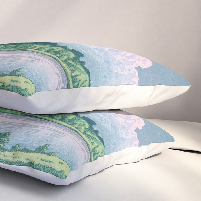 Kawase Hasui, Clouds Over Teganuma Lake - Vintage Japanese Woodblock Print Pillow Sham Gallery Image 3