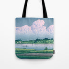 Kawase Hasui, Clouds Over Teganuma Lake - Vintage Japanese Woodblock Print Tote Bag Gallery Image 1