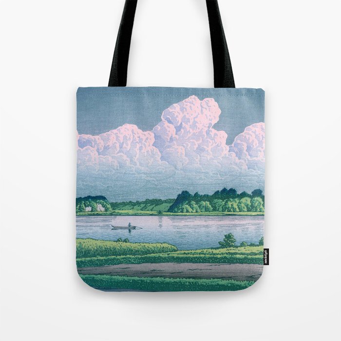Kawase Hasui, Clouds Over Teganuma Lake - Vintage Japanese Woodblock Print Tote Bag Gallery Image 1