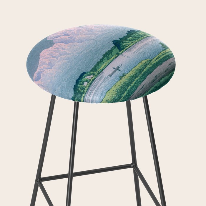 Kawase Hasui, Clouds Over Teganuma Lake - Vintage Japanese Woodblock Print Stool Gallery Image 2