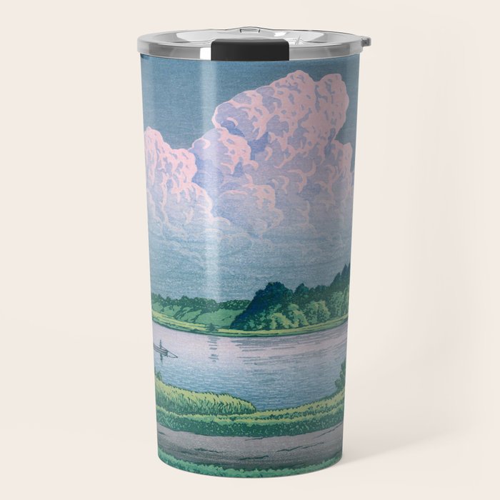 Kawase Hasui, Clouds Over Teganuma Lake - Vintage Japanese Woodblock Print Travel Mug Gallery Image 1