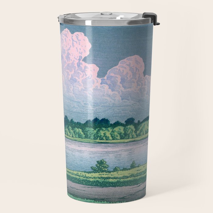 Kawase Hasui, Clouds Over Teganuma Lake - Vintage Japanese Woodblock Print Travel Mug Gallery Image 2