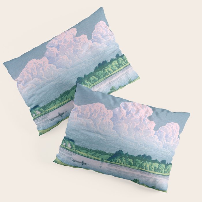 Kawase Hasui, Clouds Over Teganuma Lake - Vintage Japanese Woodblock Print Pillow Sham Gallery Image 3