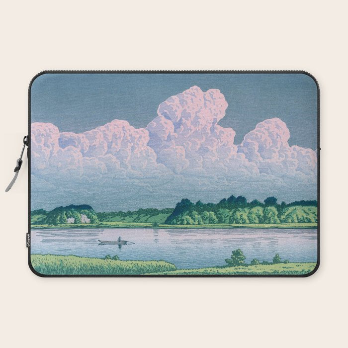 Kawase Hasui, Clouds Over Teganuma Lake - Vintage Japanese Woodblock Print Laptop Sleeve Gallery Image 2