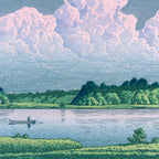 Kawase Hasui, Clouds Over Teganuma Lake - Vintage Japanese Woodblock Print Coffee Mug Gallery Image 2