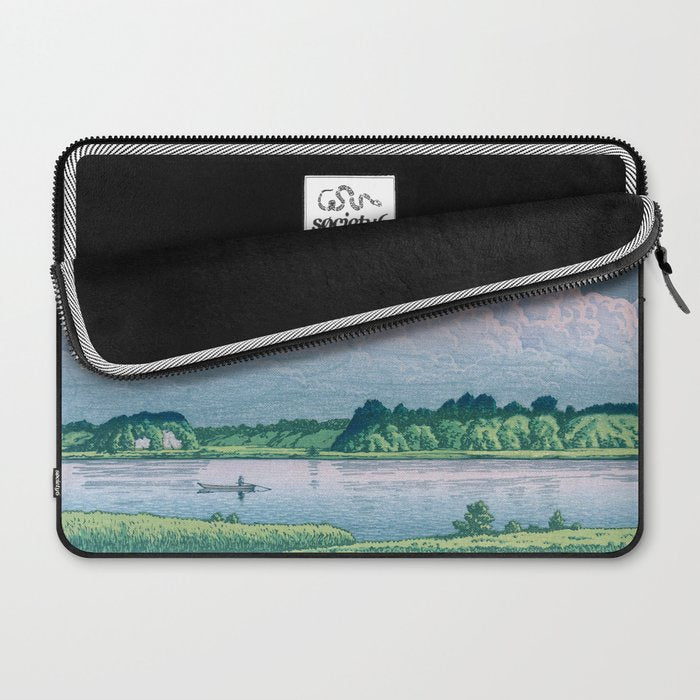 Kawase Hasui, Clouds Over Teganuma Lake - Vintage Japanese Woodblock Print Laptop Sleeve Gallery Image 2