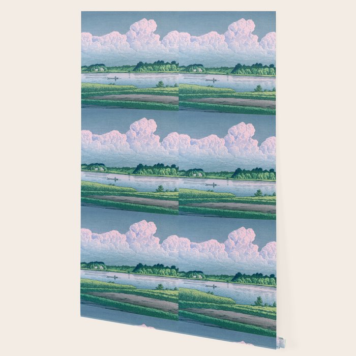 Kawase Hasui, Clouds Over Teganuma Lake - Vintage Japanese Woodblock Print Wallpaper Gallery Image 2