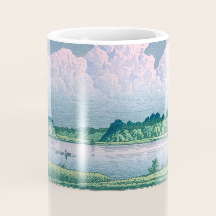 Kawase Hasui, Clouds Over Teganuma Lake - Vintage Japanese Woodblock Print Coffee Mug Gallery Image 4