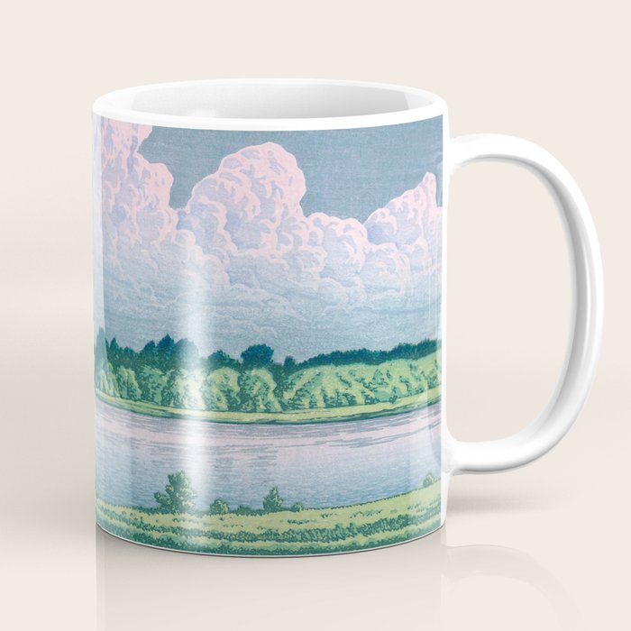 Kawase Hasui, Clouds Over Teganuma Lake - Vintage Japanese Woodblock Print Coffee Mug Gallery Image 1