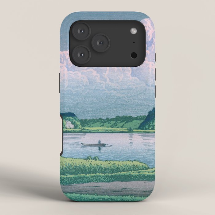 Kawase Hasui, Clouds Over Teganuma Lake - Vintage Japanese Woodblock Print iPhone Case Gallery Image 3