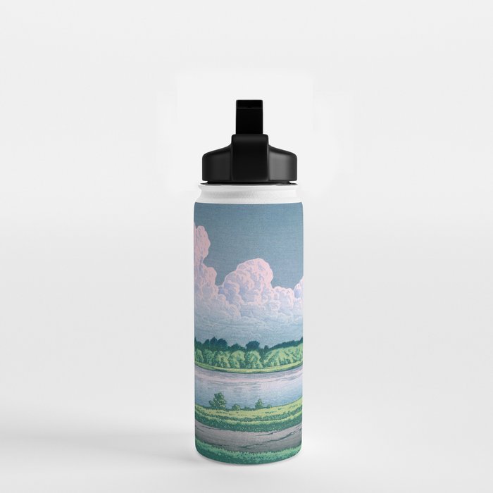 Kawase Hasui, Clouds Over Teganuma Lake - Vintage Japanese Woodblock Print Water Bottle Gallery Image 2