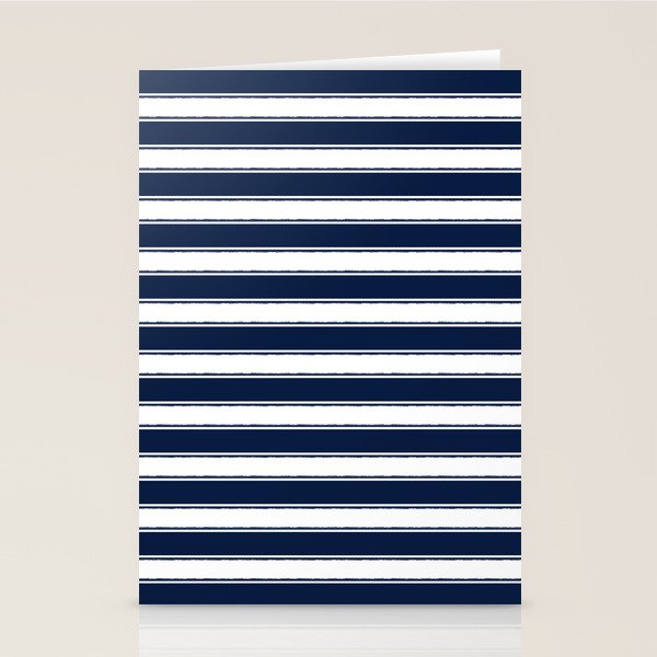 Nautical Navy Blue and White Rough Stripes Pattern Stationery Card Gallery Image 2