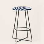 Nautical Navy Blue and White Rough Stripes Pattern Stool Gallery Image 1