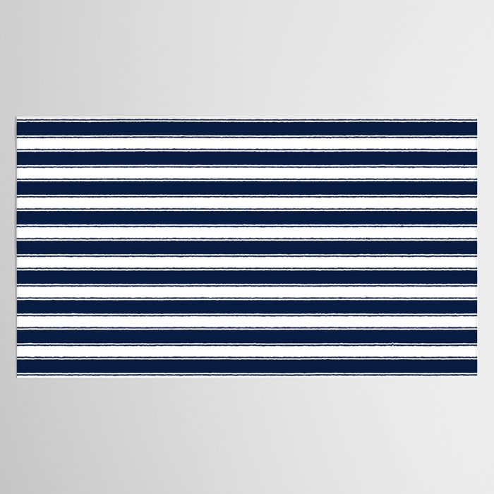 Nautical Navy Blue and White Rough Stripes Pattern Tablecloth Gallery Image 2