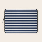 Nautical Navy Blue and White Rough Stripes Pattern Laptop Sleeve Gallery Image 1