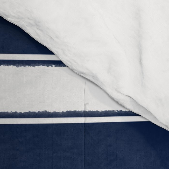 Nautical Navy Blue and White Rough Stripes Pattern Comforter Gallery Image 4