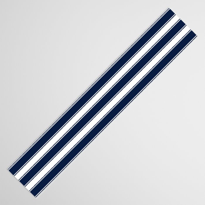 Nautical Navy Blue and White Rough Stripes Pattern Table Runner Gallery Image 3