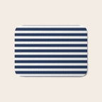 Nautical Navy Blue and White Rough Stripes Pattern Bath Mat Gallery Image 1
