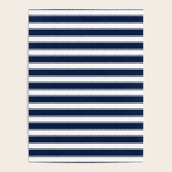 Nautical Navy Blue and White Rough Stripes Pattern Poster Gallery Image 4