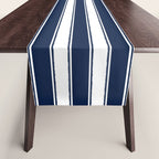 Nautical Navy Blue and White Rough Stripes Pattern Table Runner Gallery Image 1