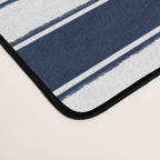 Nautical Navy Blue and White Rough Stripes Pattern Desk Mat Gallery Image 4