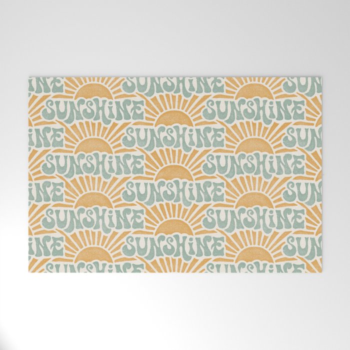Sunshine - gold and sky blue Welcome Mat Gallery Image 1