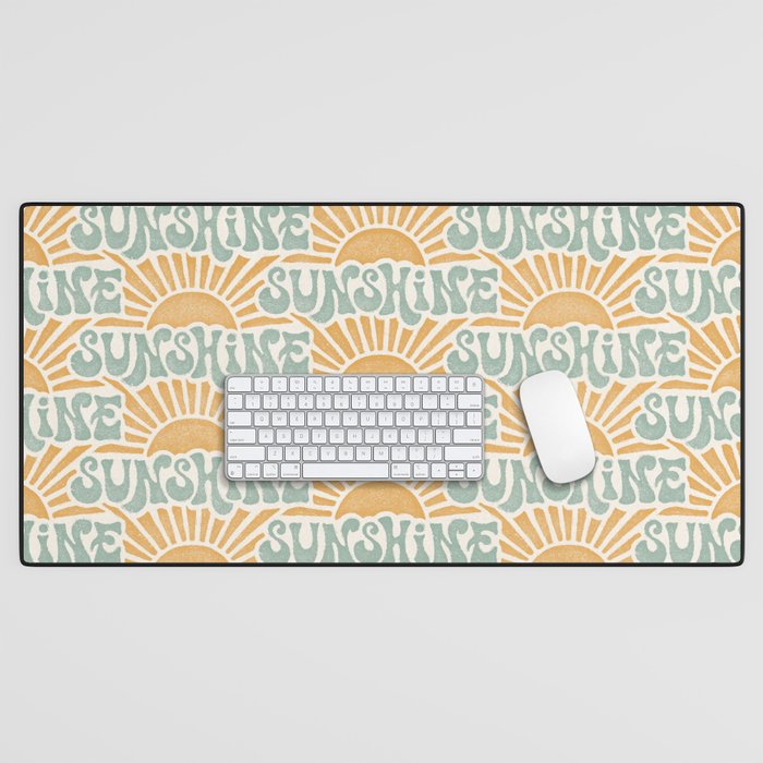 Sunshine - gold and sky blue Desk Mat Gallery Image 1