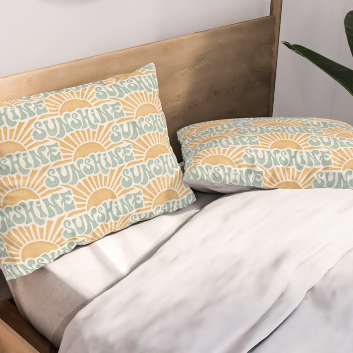 Sunshine - gold and sky blue Pillow Sham Gallery Image 2