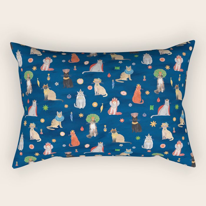 Cat Queens (Blue) Rectangular Pillow Gallery Image 1