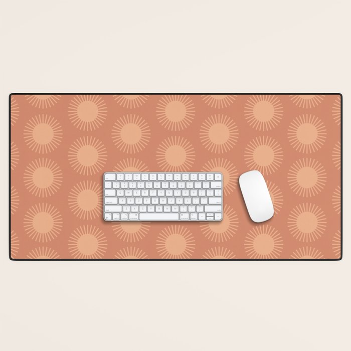 Boho Summer Sun Pattern XII Peach Desk Mat Gallery Image 1