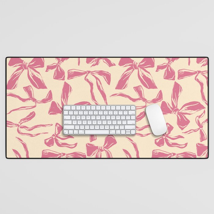 Pink bow pattern Desk Mat Gallery Image 1