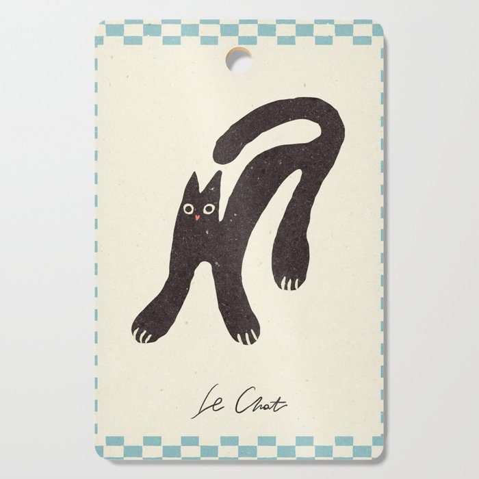 Funny mood cat illustration Cutting Board Gallery Image 1